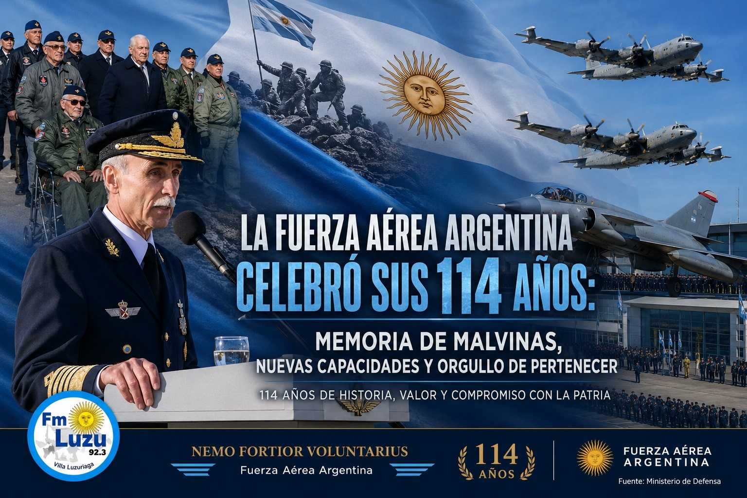 Fuerza Aérea Argentina celebró sus 114 años con homenaje a Malvinas, veteranos y nuevas capacidades