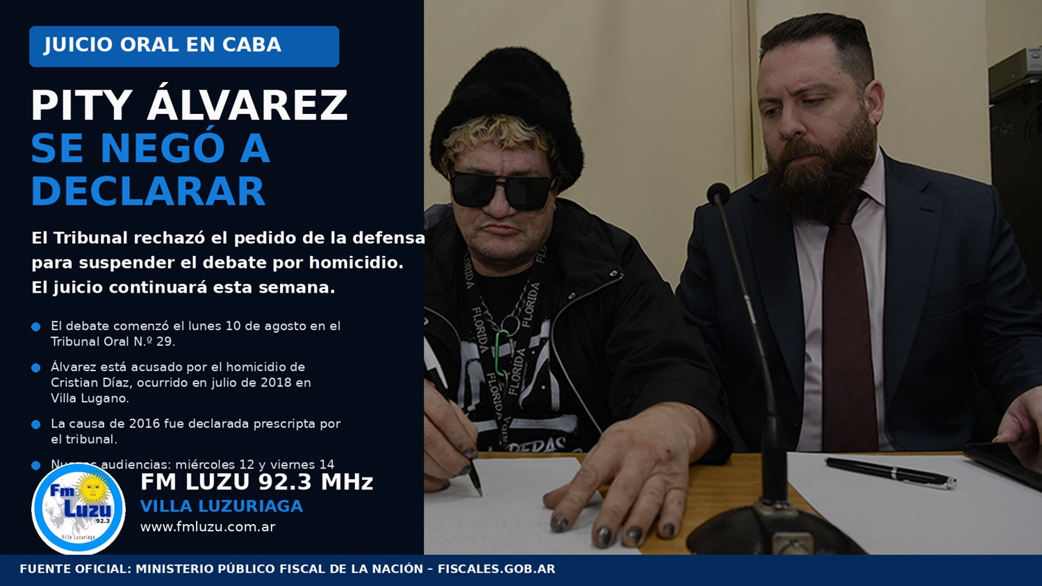 Pity Álvarez junto a sus defensores durante el inicio del juicio oral por homicidio.
