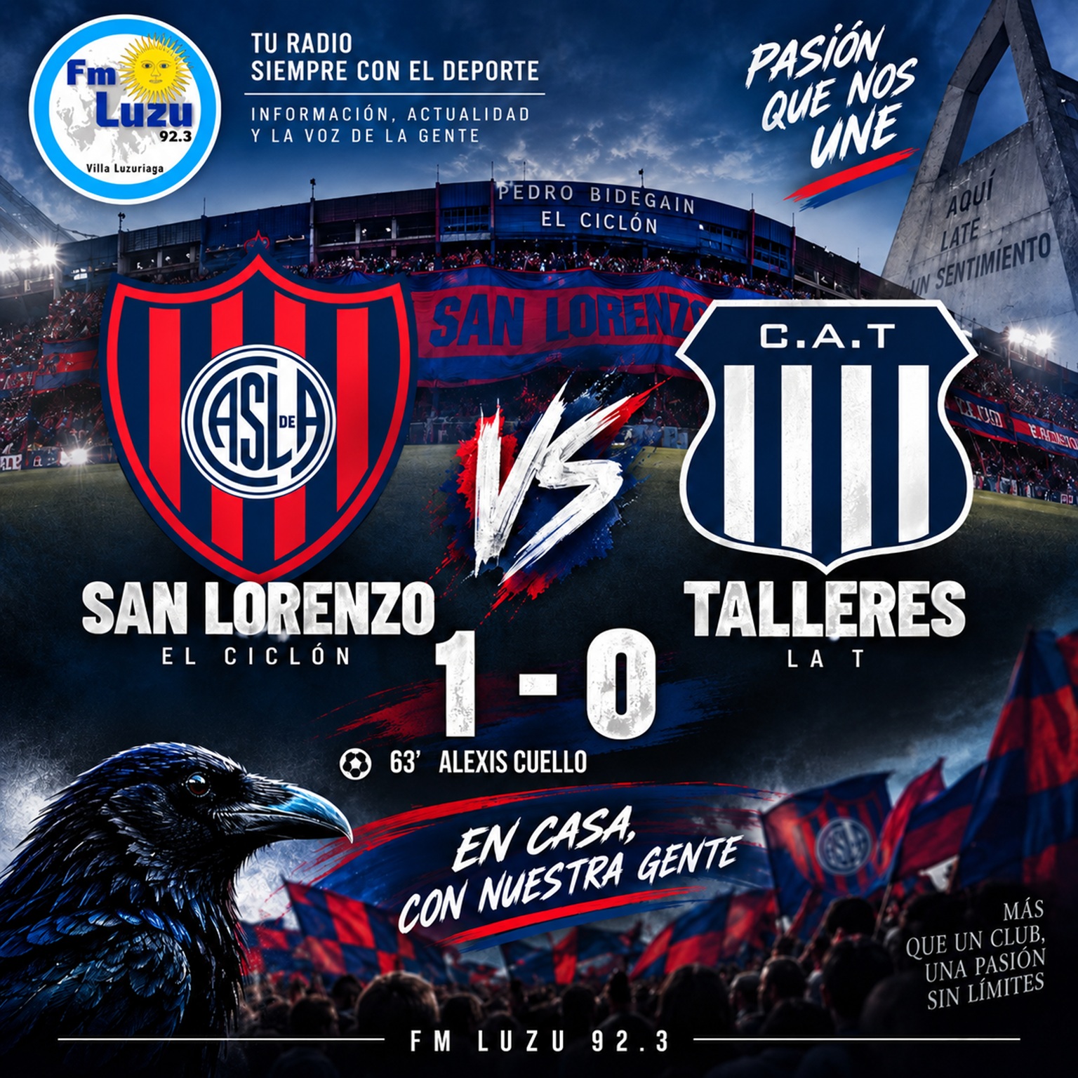 San Lorenzo venció 1-0 a Talleres con gol de Alexis Cuello en el Torneo Clausura 2026.