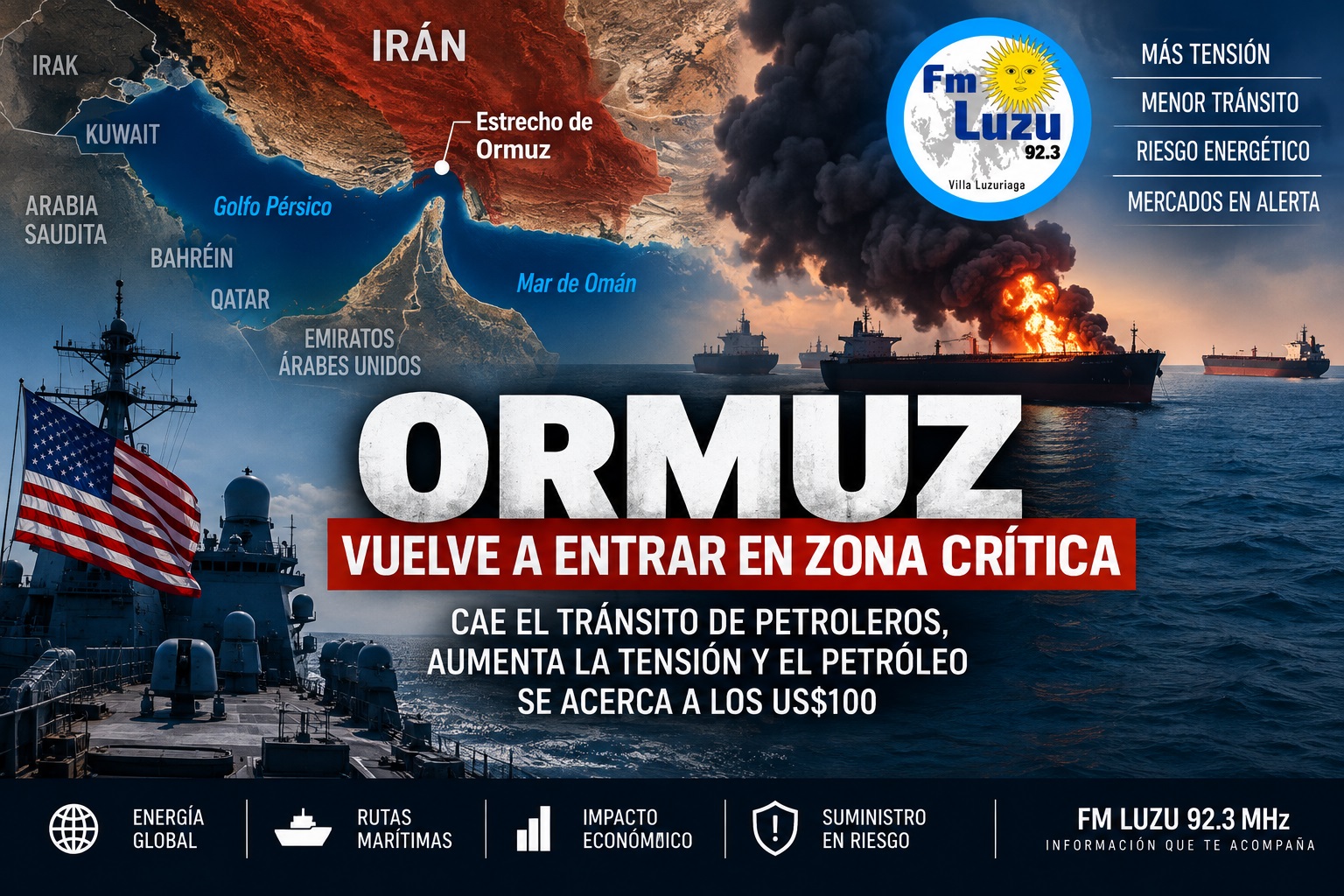 Estrecho de Ormuz en una nueva escalada con ataques contra petroleros y menor tránsito marítimo