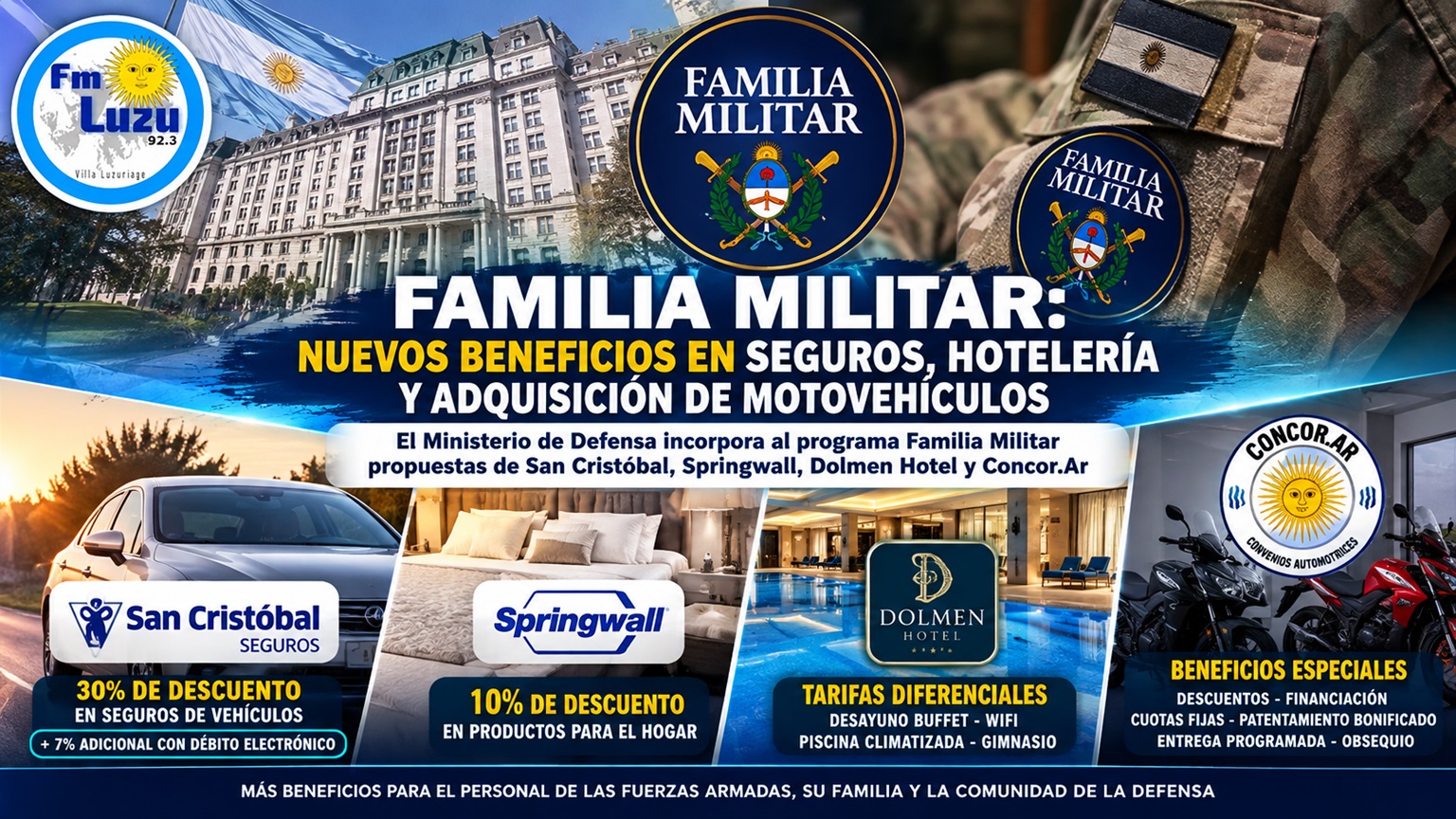 Familia Militar: nuevos beneficios en seguros, hotelería y adquisición de motovehículos