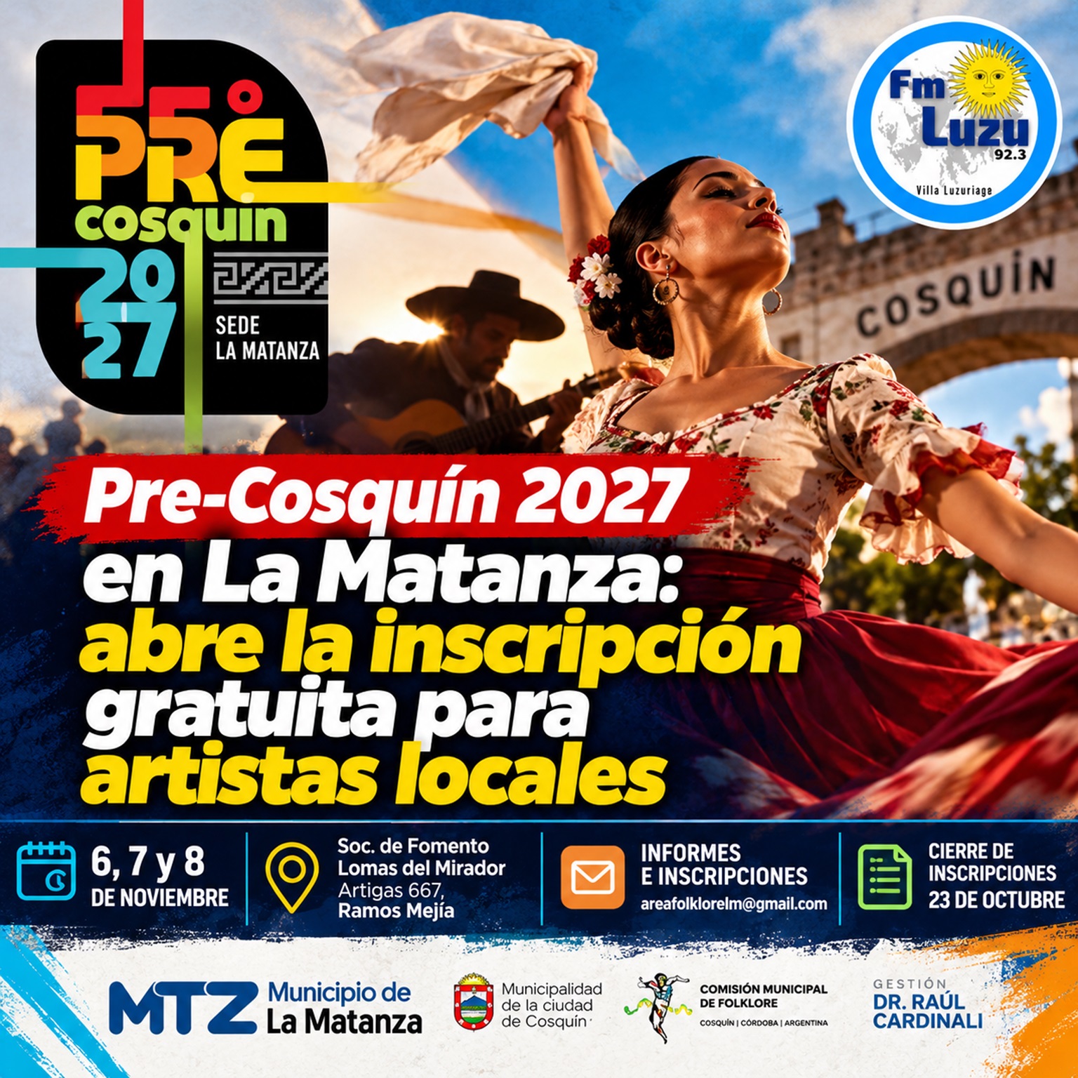 Pre-Cosquín 2027 en La Matanza: inscripción gratuita para artistas locales
