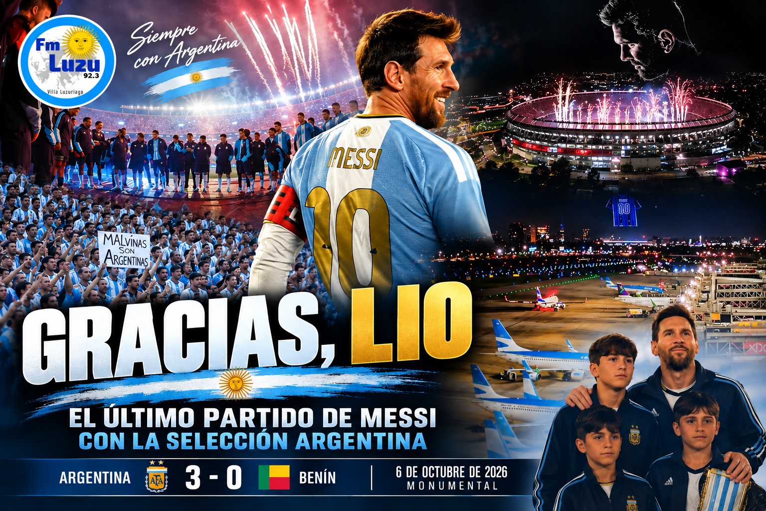 Despedida de Lionel Messi de la Selección Argentina en el Monumental el 6 de octubre de 2026